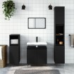 Juego de muebles de baño 3 pzas madera contrachapada negro