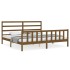 Estructura cama y cabecero madera maciza marrón miel 200x200