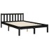 Estructura de cama con cabecero madera maciza negro 160x200