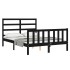 Estructura de cama con cabecero madera maciza negro 140x190