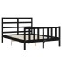 Estructura de cama con cabecero madera maciza negro 140x190