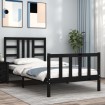 Estructura de cama con cabecero madera maciza negro 90x200 cm