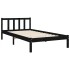 Estructura de cama con cabecero madera maciza negro 90x200