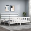 Estructura de cama con cabecero madera maciza blanco 180x200 cm