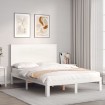 Estructura de cama con cabecero madera maciza blanco 140x200 cm