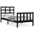 Estructura de cama con cabecero madera maciza negro 90x190