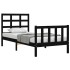 Estructura de cama con cabecero madera maciza negro 90x190