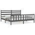 Estructura de cama con cabecero madera maciza gris 200x200