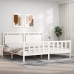 Estructura de cama con cabecero madera maciza blanco 180x200 cm