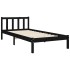 Estructura de cama con cabecero madera maciza negro 90x200