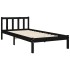 Estructura de cama con cabecero madera maciza negro 100x200