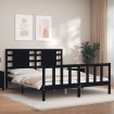 Estructura de cama con cabecero madera maciza negro 160x200 cm