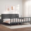 Estructura de cama con cabecero madera maciza gris 200x200 cm