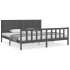 Estructura de cama con cabecero madera maciza gris 200x200