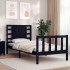 Estructura de cama con cabecero madera maciza negro 90x200