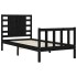 Estructura de cama con cabecero madera maciza negro 90x200