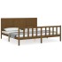 Estructura cama y cabecero madera maciza marrón miel 200x200