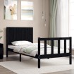 Estructura de cama con cabecero madera maciza negro 90x200 cm