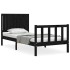 Estructura de cama con cabecero madera maciza negro 90x200