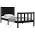 Estructura de cama con cabecero madera maciza negro 90x200