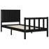 Estructura de cama con cabecero madera maciza negro 90x200