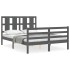 Estructura de cama con cabecero madera maciza gris 140x190