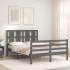 Estructura de cama con cabecero madera maciza gris 140x190