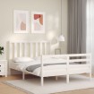 Estructura de cama con cabecero madera maciza blanco 140x200 cm