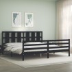 Estructura de cama con cabecero madera maciza negro 200x200 cm