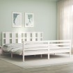 Estructura de cama con cabecero madera maciza blanco 200x200 cm