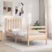 Estructura de cama individual con cabecero madera maciza