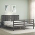 Estructura de cama con cabecero madera maciza gris 160x200