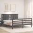 Estructura de cama con cabecero madera maciza gris 160x200