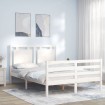 Estructura de cama con cabecero madera maciza blanco 140x190 cm