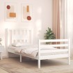 Estructura de cama con cabecero madera maciza blanco