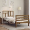 Estructura cama con cabecero madera maciza marrón miel 90x200cm