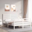 Estructura de cama con cabecero madera maciza blanco 120x200 cm