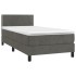 Cama box spring con colchón terciopelo gris oscuro 90x200