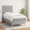 Cama box spring con colchón tela gris claro 80x200 cm