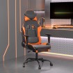 Silla gaming con reposapiés cuero sintético negro naranja