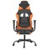 Silla gaming con reposapiés cuero sintético negro