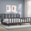 Estructura de cama con cabecero madera maciza gris 200x200 cm