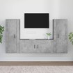 Set de muebles de TV 3 pzas madera contrachapada gris hormigón