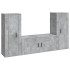 Set de muebles de TV 3 pzas madera contrachapada gris