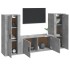 Set de muebles de TV 3 pzas madera contrachapada gris