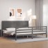 Estructura de cama con cabecero madera maciza gris 200x200