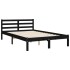 Estructura de cama con cabecero madera maciza negro 120x200