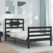 Estructura de cama con cabecero madera maciza negro 90x200 cm