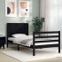 Estructura de cama con cabecero madera maciza negro 90x200