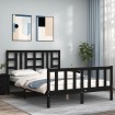 Estructura de cama con cabecero madera maciza negro 140x190 cm